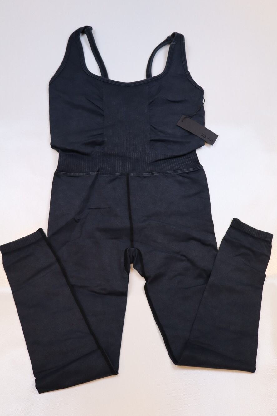 NEW Savvi Beth Women's Black Sleeveless Fitted Stretch Bodysuit Jumpsuit Size M
